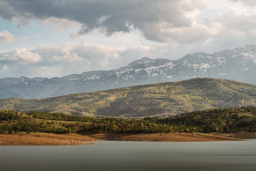 A mountain lake on a trip