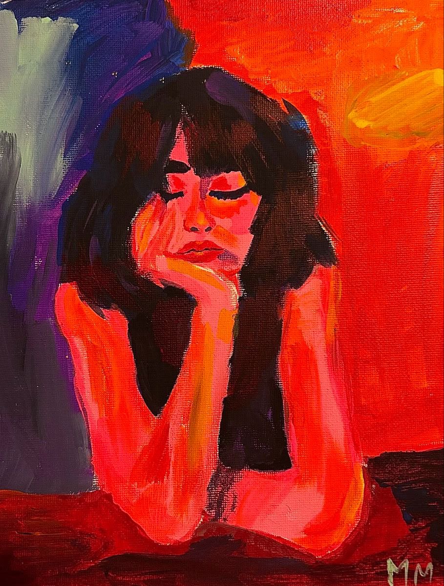 A vivid, warm-toned painted portrait